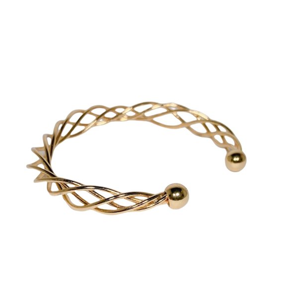 Gold Twisted Open Cuff Bracelet - Picture 2 of 4